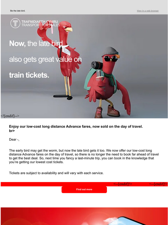 Now, the late bird also gets great value on train tickets.