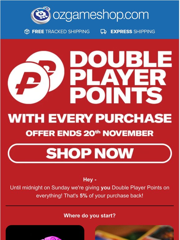 💯GET DOUBLE PLAYER POINTS UNTIL SUNDAY!