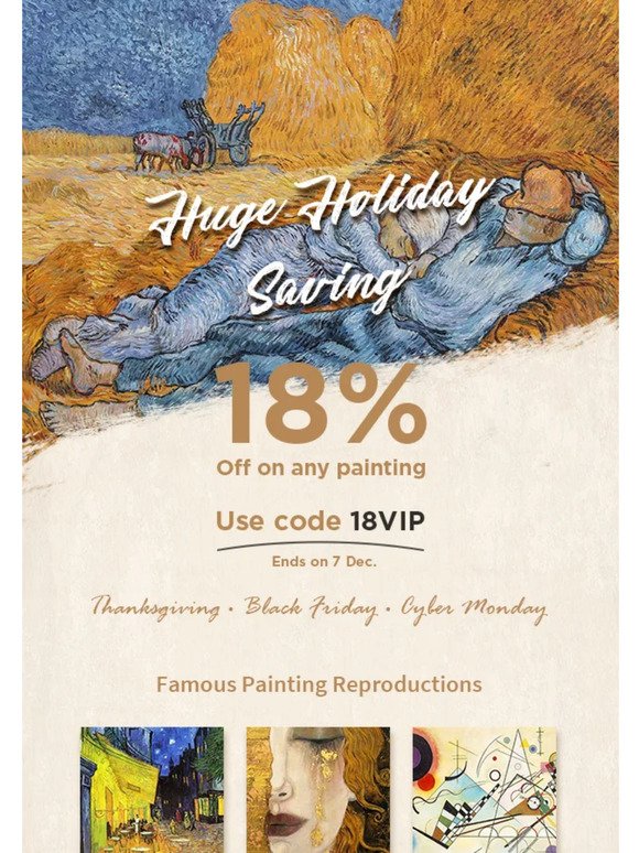 VIP code 18VIP to save 18% for any art