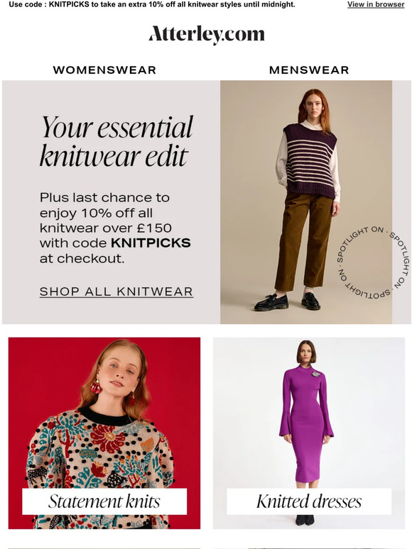 Your new favourite cosy knits + 10% off until midnight