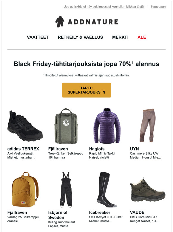 Black Friday-tähtitarjoukset jopa -70%¹