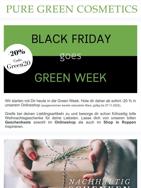 Black Friday goes Green Week - 20% auf alles
