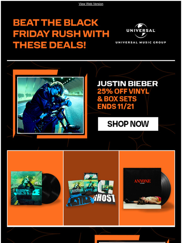 Beat the Black Friday rush with deals from Justin Bieber, Lorde, & more