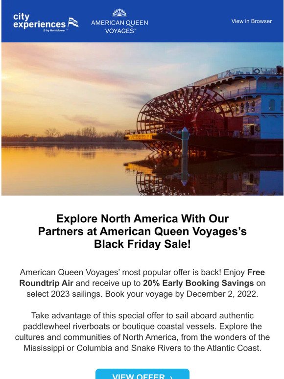 American Queen Voyages' Black Friday Sale is On!