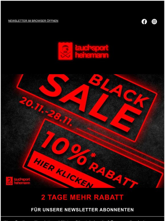 10%* Black Sale Rabatt vom 20.11.-28.11. bei Tauchsport Heinemann