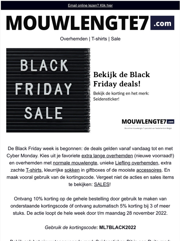 Black Friday, nieuwe voorraad en Seidensticker!