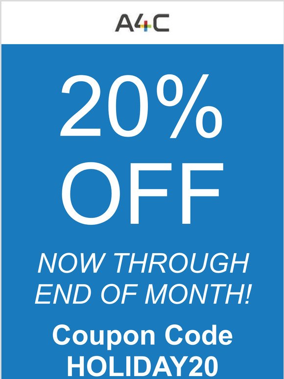 20% OFF SITE WIDE COUPON CODE HOLIDAY20 THROUGH END OF MONTH!