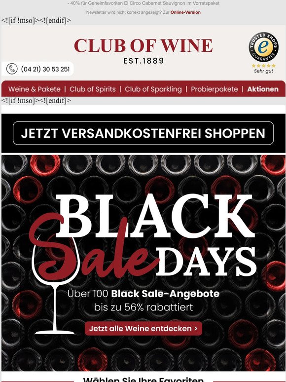 Einmalig! JETZT versandkostenfrei shoppen | Black SALE Days