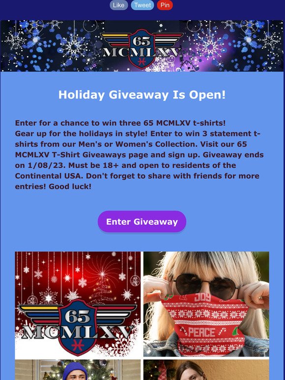 Holiday Giveaway Is Open!