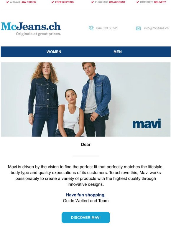 ⭐️ MAVI, luxurious denim trends – McJeans.ch – free shipping