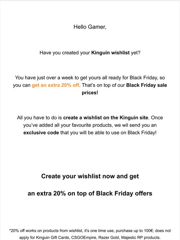 Get an extra 20% off on Black Friday 😁
