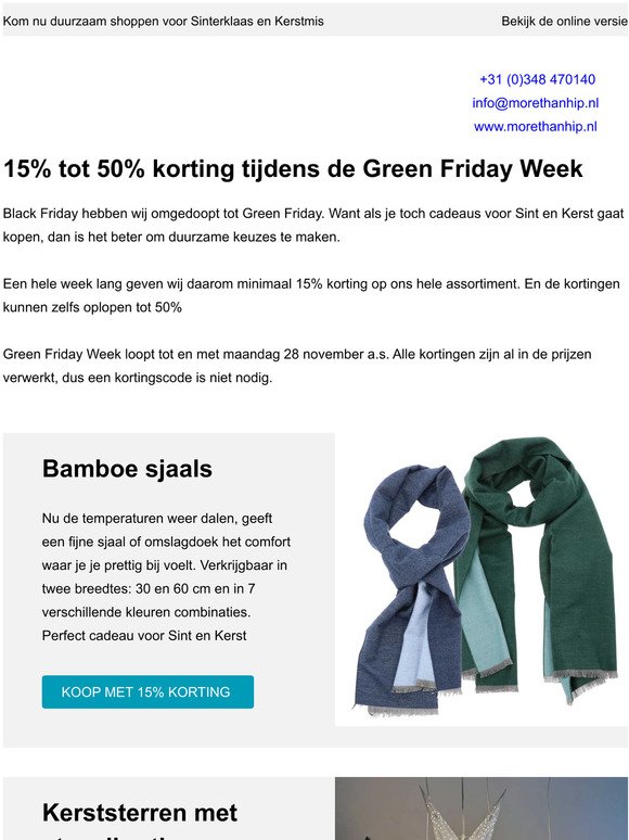 Green Friday Week: kortingen van 15% tot 50%
