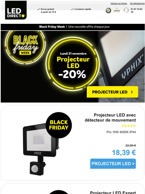 20% de réduction sur les projecteurs LED.,l'offre d'aujourd'hui !