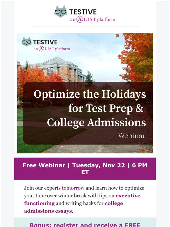 [TOMORROW] Don't miss out on our free webinar and essay consult!