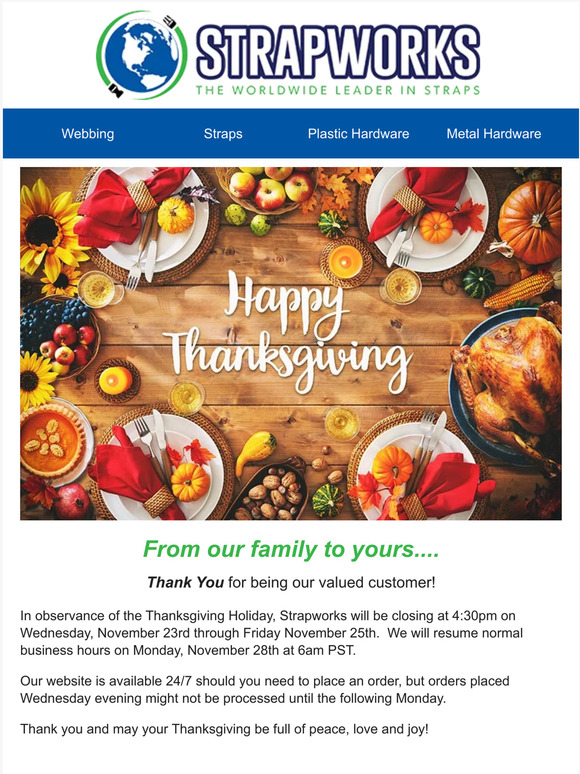 Happy Thanksgiving! 🦃 Holiday Closure Information