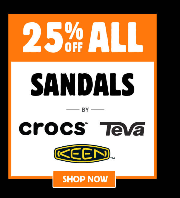 25% Off Sandals by Crocs, Teva, Keen