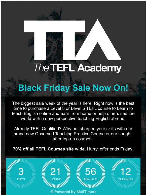 The TEFL Academy The TEFL Academy Black Friday Sale is Now On! Milled