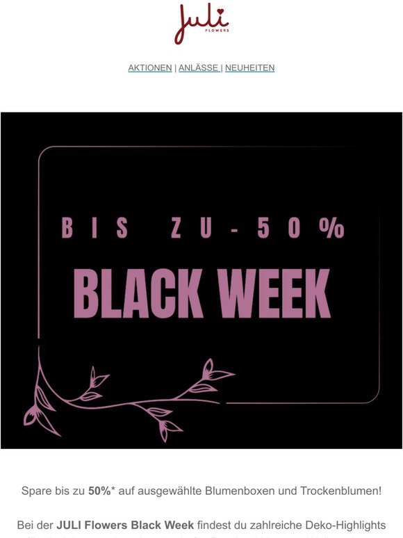 BLACK WEEK SALE BIS 50% RABATT