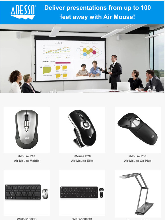 Adesso Air Mouse and Keyboards for presentation from Adesso Milled