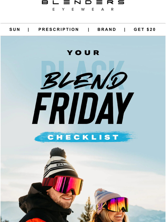 Blenders Eyewear 📣 Black Friday/Cyber Monday Your Savings Checklist