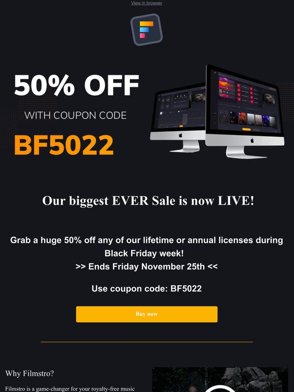 Black Friday 50% is now LIVE!