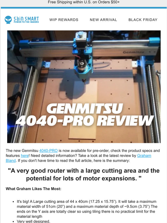 SainSmart Check out the Genmitsu 4040PRO Review! Milled