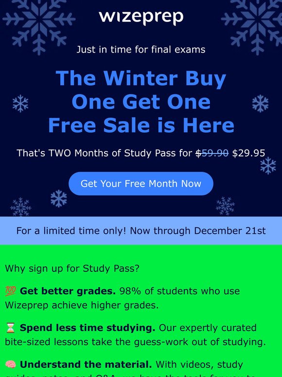 📣 Buy One Month & Get One Free Study Pass Sale!