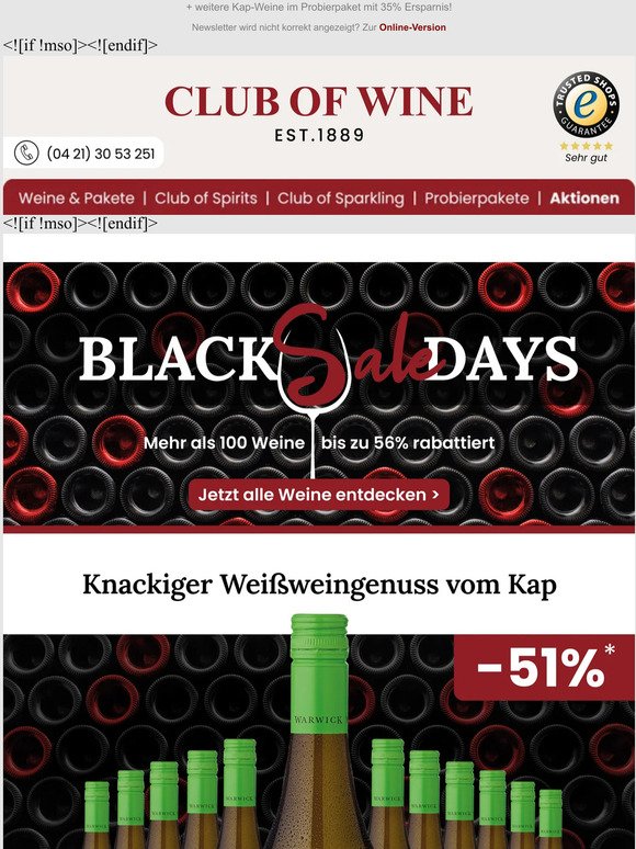 Warwick-Eleganz um 51% rabattiert - in unseren Black SALE Days