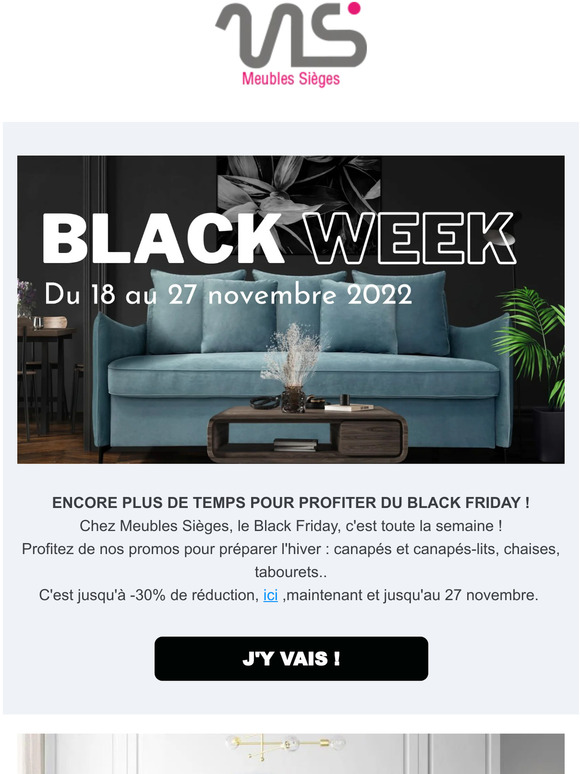 BLACK WEEK : jusqu'à -30% sur une sélection de meubles et canapés