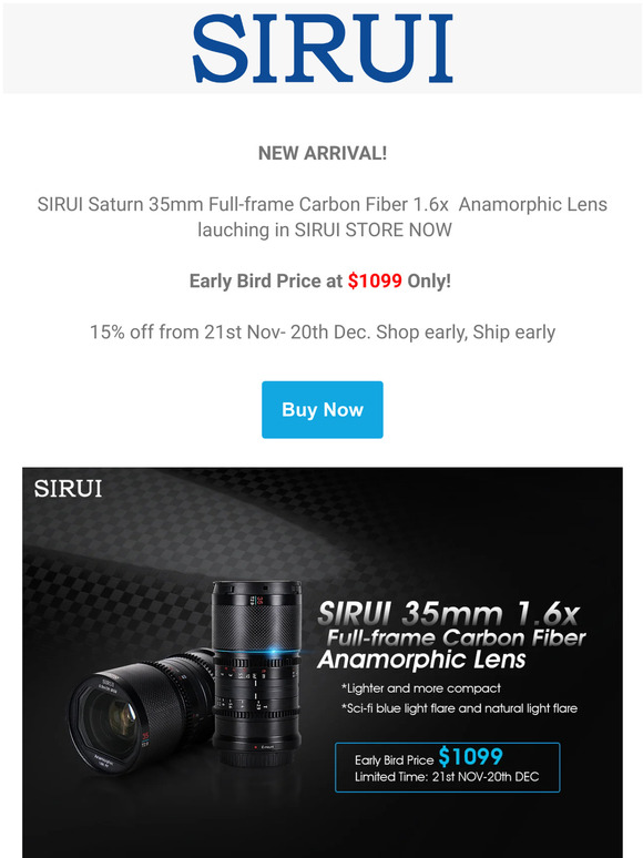 SIRUI: SIRUI Saturn-World's Smallest Full-frame Anamorphic Lens | Milled