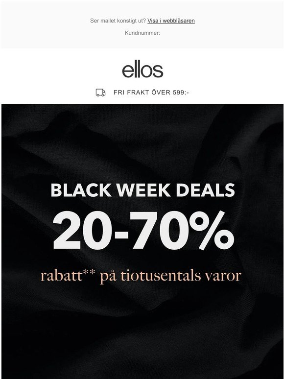 Black Week hos Ellos startar NU – upp till 70% rabatt!