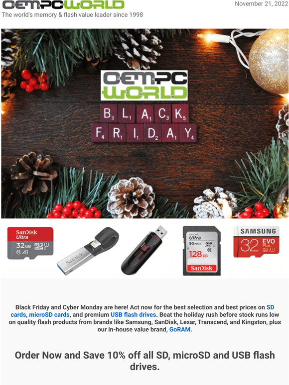 Black Friday Savings on Name-Brand Flash Cards and USB Drives