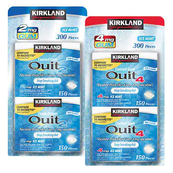 Kirkland Signature Quit Ice Mint Coated Gum 2 mg OR 4 mg