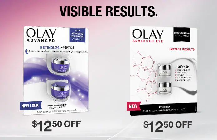Olay, Visible Results. $12.50 OFF