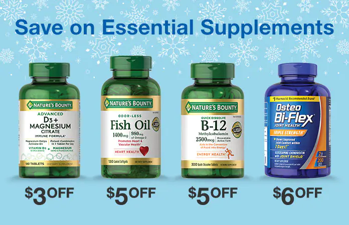 Save on Essential Supplements $3-$6 OFF Nature's Bounty