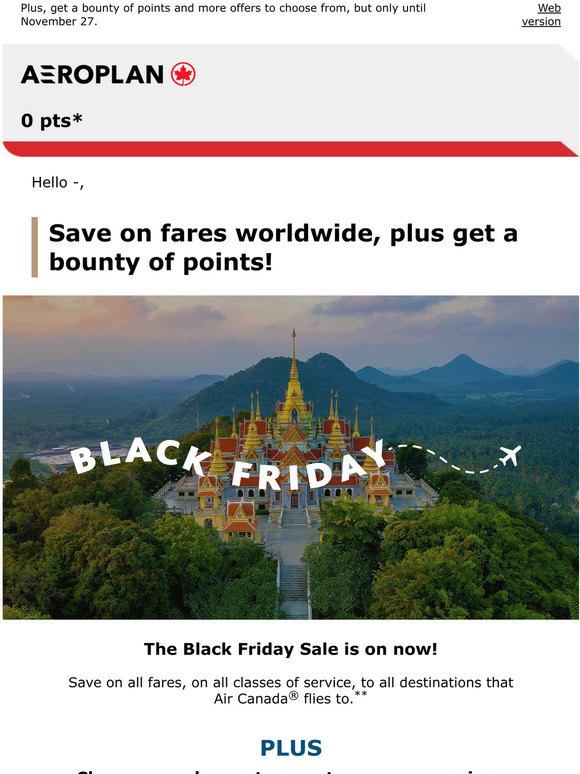 Air Canada Worldwide Black Friday flight savings have landed! Milled