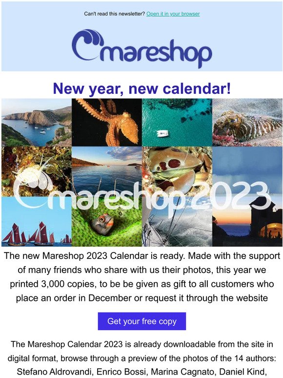 Mareshop 2023 calendar is ready for shipment, get your copy now