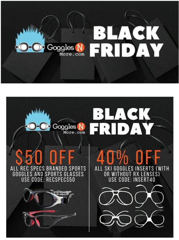 Black Friday Sale! Take $50 Off Rec Specs and 40% Off RX Inserts