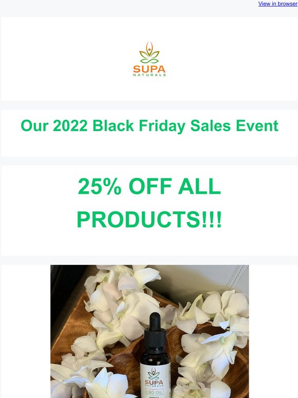 Black Friday 25% Off Site Wide Sale