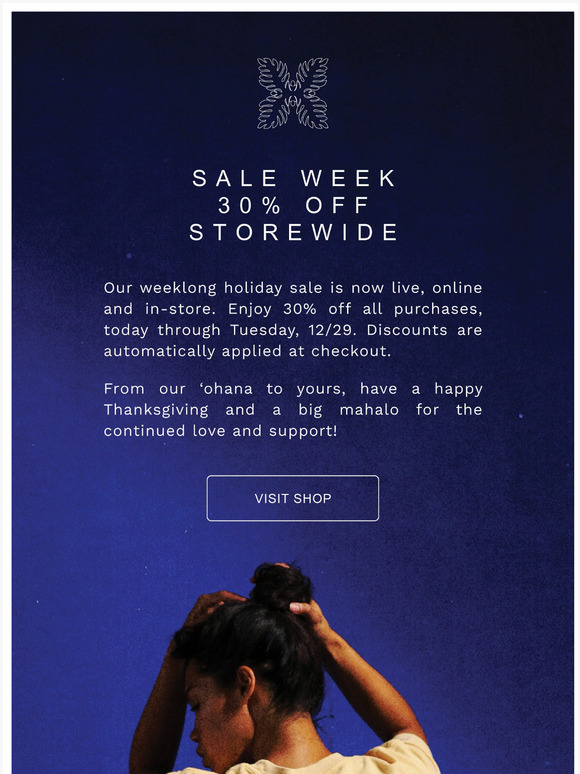 Holiday Sale Week Starts Now — 30% Off Storewide
