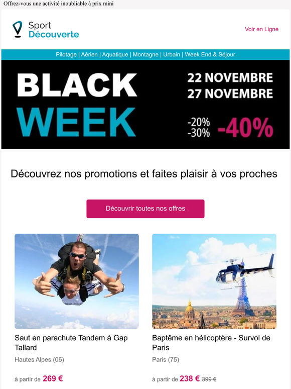 C'est la Black Week : Jusqu'à 40% de réduction !