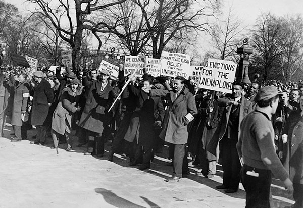 Unemployment demonstration during the Great Depression in front of the Capitol, 1931.