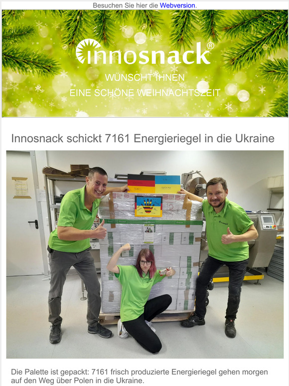 Innosnack schickt 7161 Energieriegel in die Ukraine