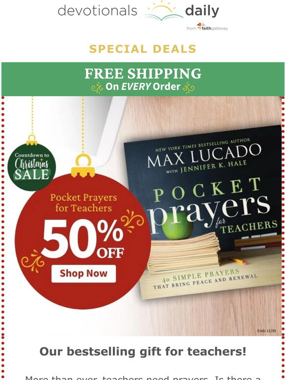 Faithgateway pocket prayers for teachers by max lucado only 5 50