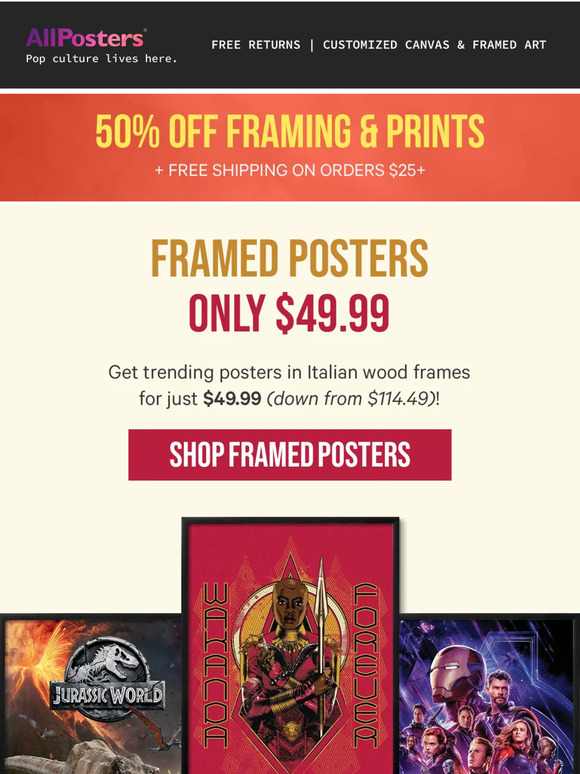 All Posters Get framed posters for only 49.99! Milled