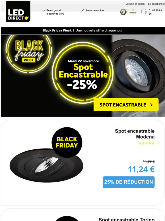 DAY DEAL : 25% de remise sur les spots encastrables, à ne pas manquer !