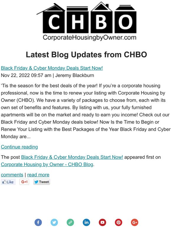 Corporate Housing by Owner - Latest Blog Updates