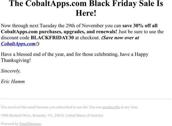 The CobaltApps.com Black Friday Sale Is Here!
