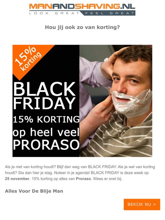 Black Friday 15% korting op Proraso 😃