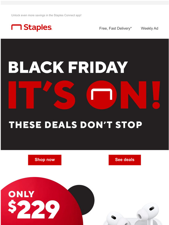 Staples The big price drop AirPods Pro 2nd Gen for 229 are here (but